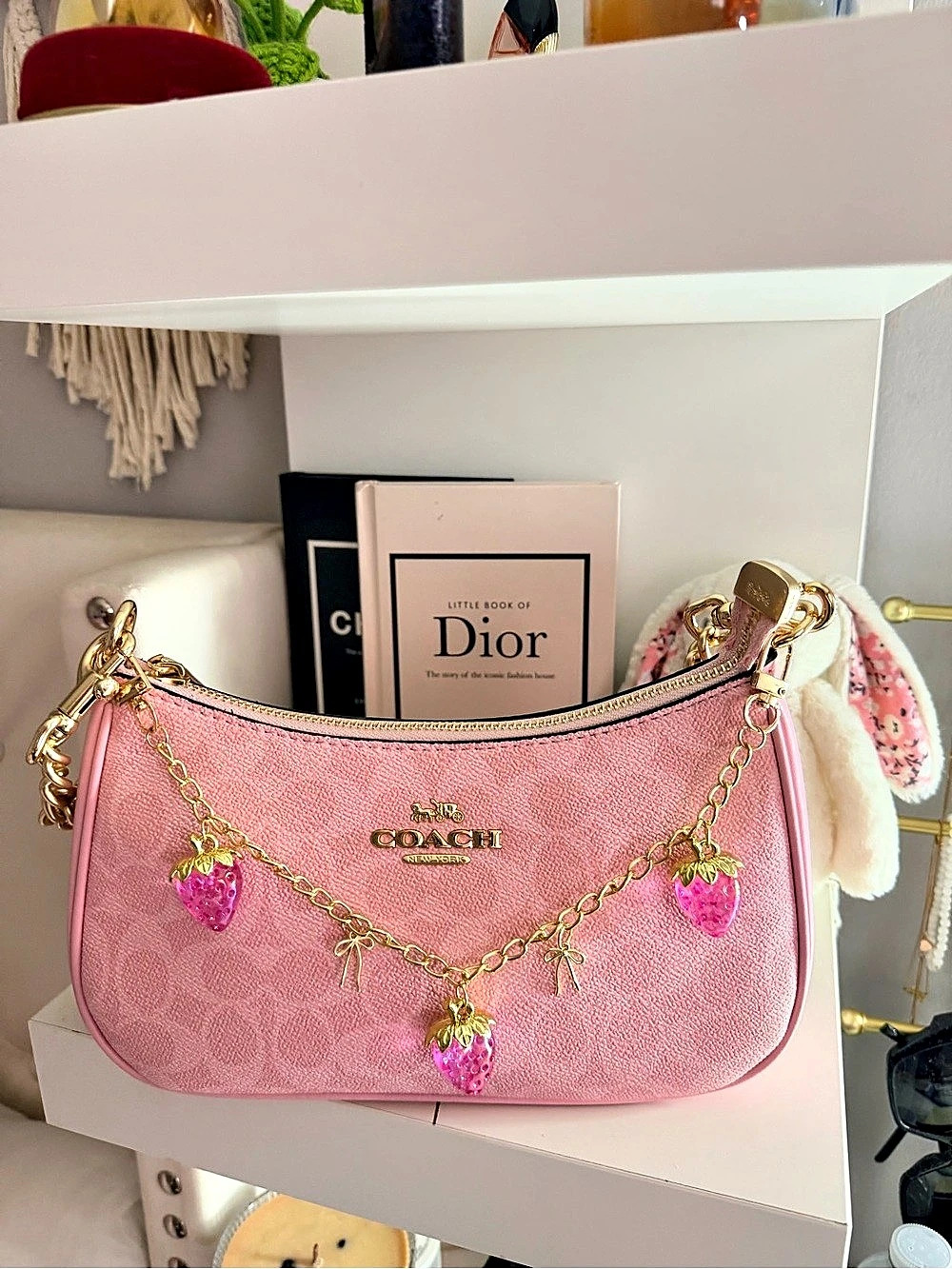 Coach Pink Teri Regular Size With Cute charm